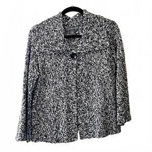 Women's Black and White Button Cape Sweater